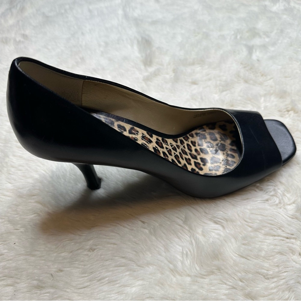Tahari Peep-Toe Heels Black & Leopard Print Size 9.5 - Picture 6 of 16
